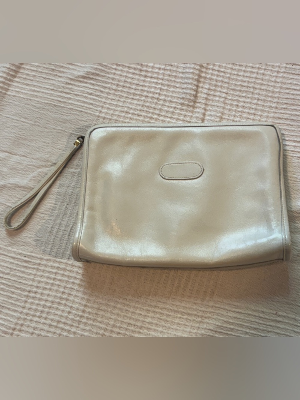 Vintage Etra Bone Leather Wristlet Clutch Crossbody Bag With Detachable Strap